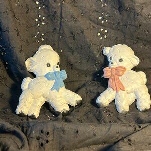 Homco Vintage Boy & Girl Baby Lambs Nursery Pink Blue Wall Art Decor Animal Pair